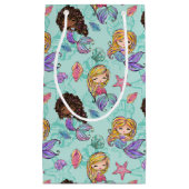 かわいいタイルのマーメイドパーティー スモールペーパーバッグ (正面)