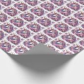 かわいいタイルの女の子ユニコーンパーティー ラッピングペーパー (角)