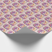 かわいいタイルの女の子ユニコーンパーティー ラッピングペーパー (角)