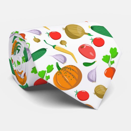 かわいいタイルの混合野菜パターン ネクタイ (ロール)