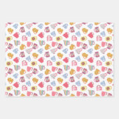 かわいいタイルの茶パーティーの模様を包む紙シート ラッピングペーパーシート (正面)