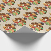 かわいいタイルを張られた感謝祭の七面鳥の巡礼者の覆い ラッピングペーパー (角)
