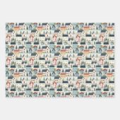 かわいいタイル張りのコテージコアハウス温暖化パーティー ラッピングペーパーシート (正面)