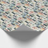 かわいいタイル張りのコテージコアハウス温暖化パーティー ラッピングペーパー (角)