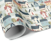 かわいいタイル張りのコテージコアハウス温暖化パーティー ラッピングペーパー (ロールコーナー)