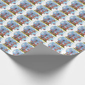 かわいいタイル張りのサーカスパーティーの子ども ラッピングペーパー (角)