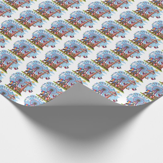 かわいいタイル張りのサーカスパーティーの子ども ラッピングペーパー (角)