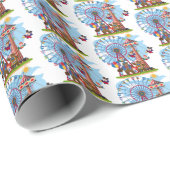 かわいいタイル張りのサーカスパーティーの子ども ラッピングペーパー (ロールコーナー)