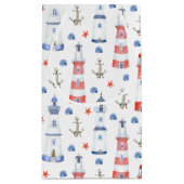 かわいいタイル張りのライトハウスビーチパーティー スモールペーパーバッグ (裏面)