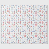 かわいいタイル張りのライトハウスビーチパーティー ラッピングペーパー (フラット)