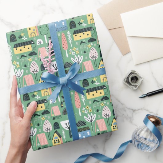 かわいいタイル張りの温暖化パーティー ラッピングペーパー (ギフト)