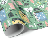 かわいいタイル張りの温暖化パーティー ラッピングペーパー (ロールコーナー)