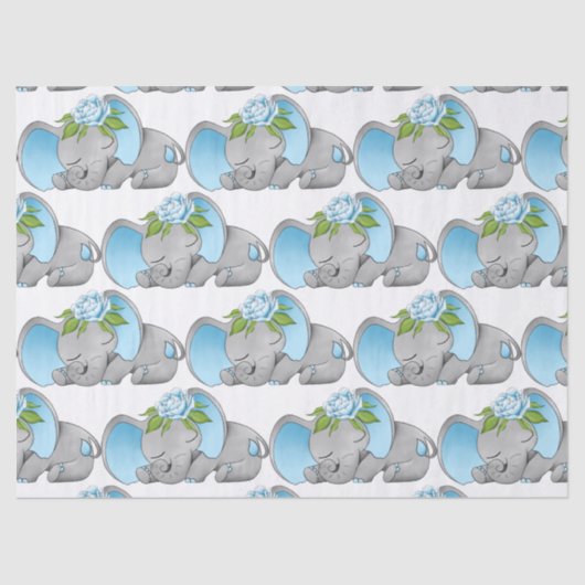 かわいいタイル男の赤ちゃんの象パーティー組織 薄葉紙 (正面)