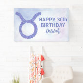 かわいいタウロスカスタムサイン紫の誕生日パーティー 横断幕 (インサイチュ)