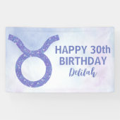 かわいいタウロスカスタムサイン紫の誕生日パーティー 横断幕 (横)