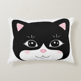かわいいタキシードキャットの顔 アクセントクッション