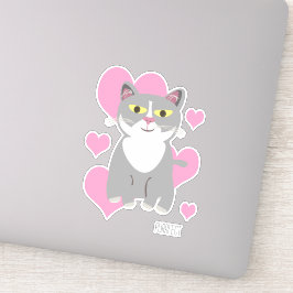 かわいいタキシードグレー猫ハート楽しいペットカートゥーン シール