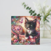 かわいいタキシード子猫の花キャンディハートバレンタイン シーズンカード (スタンド正面)