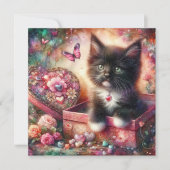 かわいいタキシード子猫の花キャンディハートバレンタイン シーズンカード (正面)