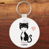 かわいいタキシード猫とハート キーホルダー (裏面)