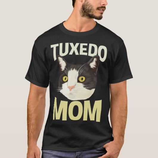 かわいいタキシード猫のお母さん Tシャツ (正面)
