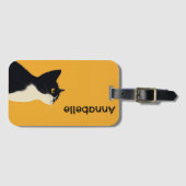 かわいいタキシード猫のカスタマイズ ラゲッジタグ (正面横)