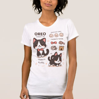 かわいいタキシード猫のキャラクターシート ぬいぐるみみたいな猫のイラスト Tシャツ