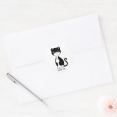かわいいタキシード猫のキャラクター ありがとう ラウンドシール (封筒)
