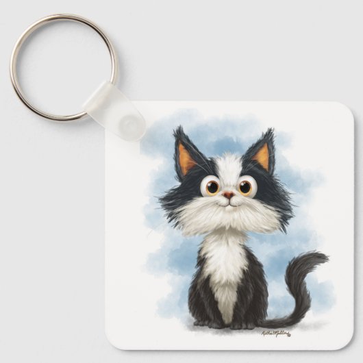 かわいいタキシード猫のキャラクター キーホルダー (正面)