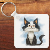 かわいいタキシード猫のキャラクター キーホルダー (正面)