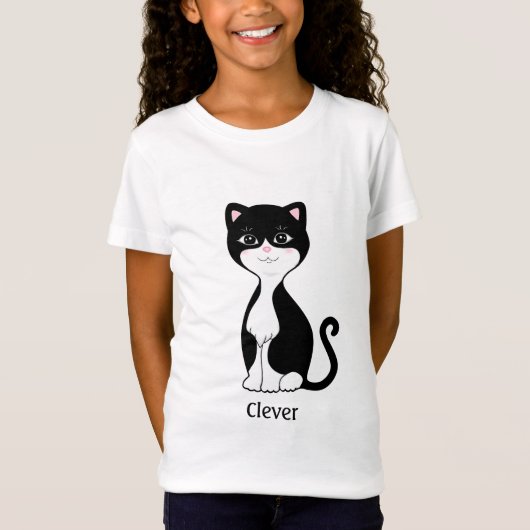 かわいいタキシード猫のキャラクター Tシャツ (正面)