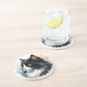 かわいいタキシード猫の水彩画 コースター (側面)