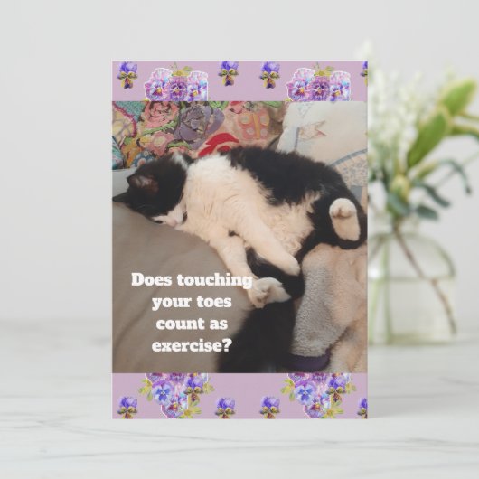 かわいいタキシード猫の誕生日パーティー子供招待状 招待状 (スタンド正面)