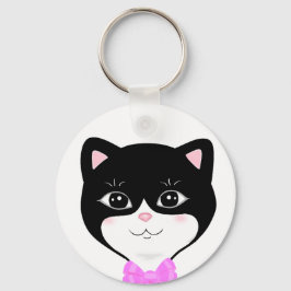 かわいいタキシード猫の顔 キーホルダー