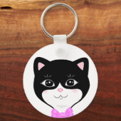 かわいいタキシード猫の顔 キーホルダー (正面)