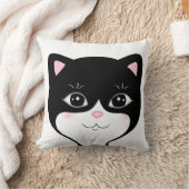 かわいいタキシード猫の顔 クッション (ブランケット)