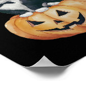 かわいいタキシード猫ハロウィンカボチャ不気味猫M ポスター (角)