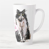 かわいいタキシード猫白黒スケッチアート猫マグカップ カフェラテマグ (右)