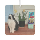 かわいいタキシード猫白黒猫フローラ水仙 カーエアーフレッシュナー (裏面)