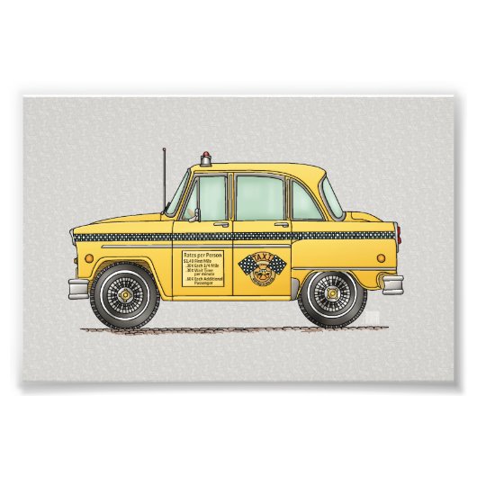 かわいいタクシーのタクシー フォトプリント (正面)