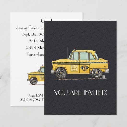 かわいいタクシー 招待状 (正面/裏面)