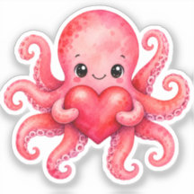かわいいタコがハートを持つデザイン