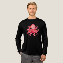 かわいいタコがハートを持つデザイン トライブレンドTシャツ