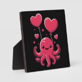 かわいいタコとハートバルーン、バレンタインデー フォトプラーク (正面)
