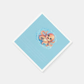 かわいいタコのイラスト スタンダードカクテルナプキン (角)