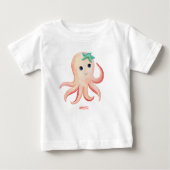かわいいタコのカスタマイズベビー名Tシャツ ベビーTシャツ (正面)