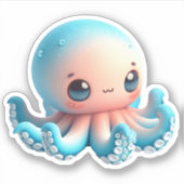 かわいいタコのカスタムカット ビニールステッカー シール (正面)