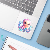かわいいタコのカットビニールステッカー シール (ノートパソコンとiPhone)
