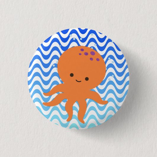 かわいいタコのキャラクター 缶バッジ (正面)