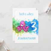 かわいいタコのバースデー・カードの青 カード (正面/裏面インサイチュ)